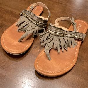 Fringe Olive Green Sandals